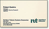Northern Telecom Systems Corporation business card
